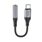 Аудiокабель HOCO LS36 Type-C to 3.5 female, nylon braid,  0.12m, Black