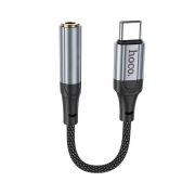 Аудiокабель HOCO LS36 Type-C to 3.5 female, nylon braid,  0.12m, Black
