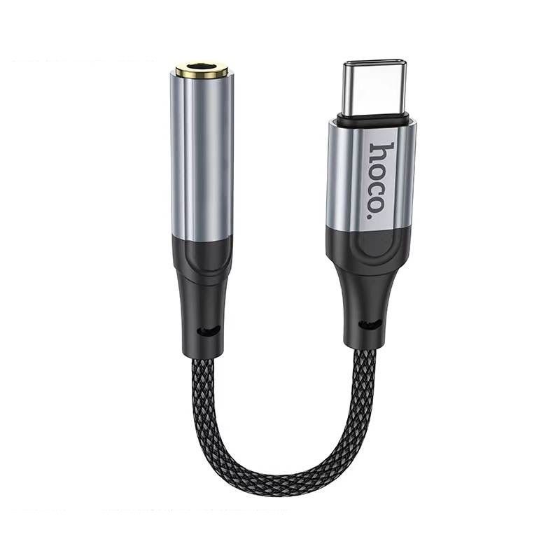 Аудiокабель HOCO LS36 Type-C to 3.5 female, nylon braid,  0.12m, Black