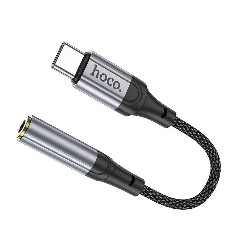 Аудiокабель HOCO LS36 Type-C to 3.5 female, nylon braid,  0.12m, Black