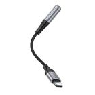 Аудiокабель HOCO LS36 Type-C to 3.5 female, nylon braid,  0.12m, Black