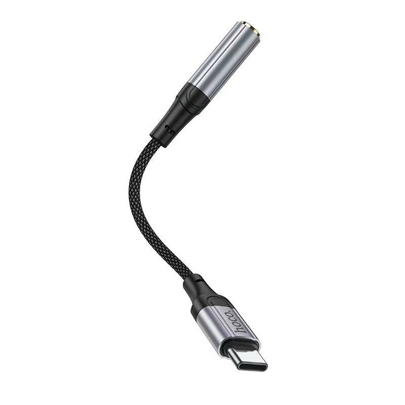 Аудiокабель HOCO LS36 Type-C to 3.5 female, nylon braid,  0.12m, Black