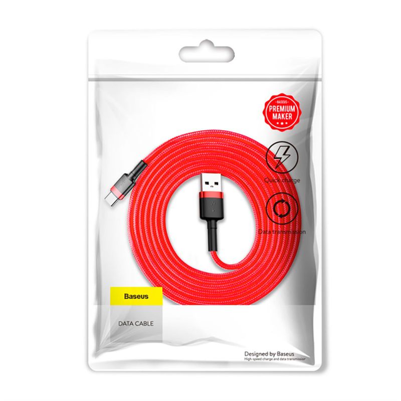 Кабель Baseus Cafule Cable USB For Type-C 3A 2m Red+Red