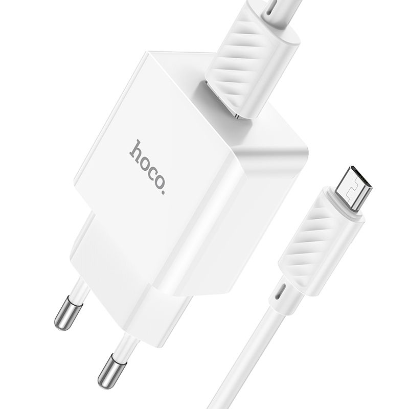 Мережевий зарядний пристрій з кабелем HOCO C106A Leisure single port charger set(Micro) 10.5W White