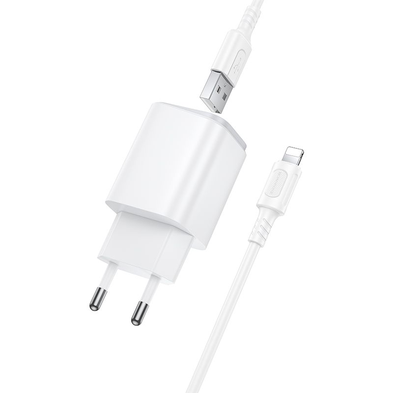 Мережевий зарядний пристрій BOROFONE BAS81A Star dual-port charger set (iP) (EU) White