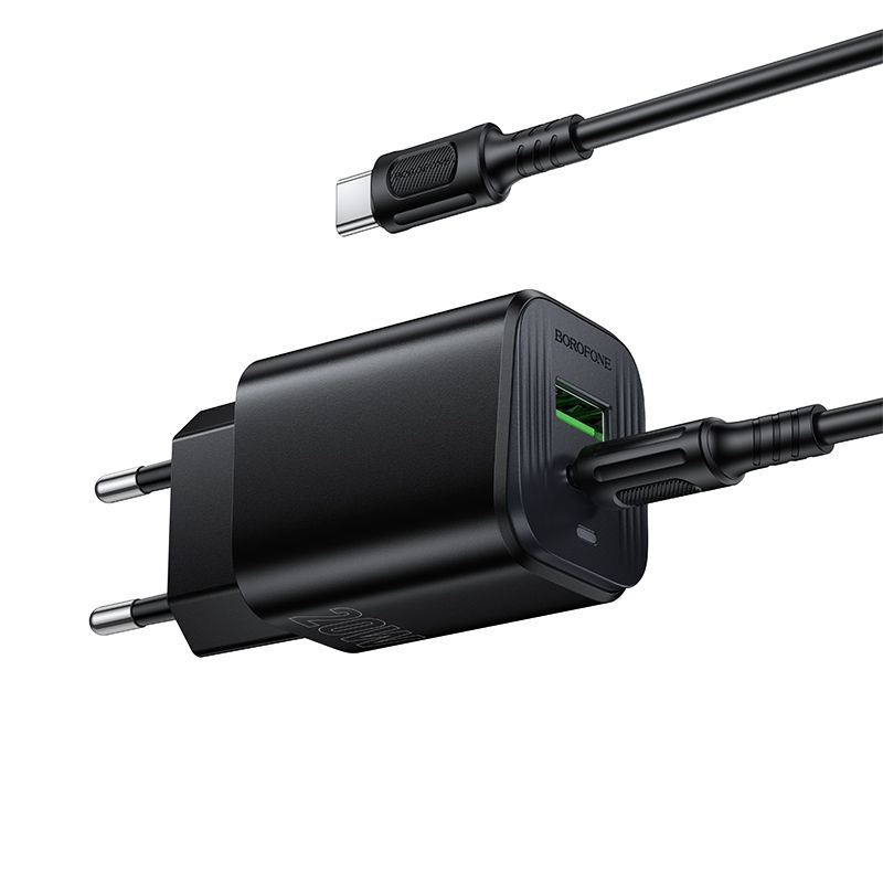 Мережевий зарядний пристрій BOROFONE BAS83A Star PD20W+QC3.0 charger set (C to C) (EU) Black