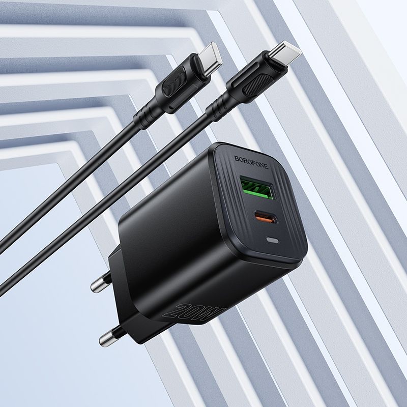 Мережевий зарядний пристрій BOROFONE BAS83A Star PD20W+QC3.0 charger set (C to C) (EU) Black