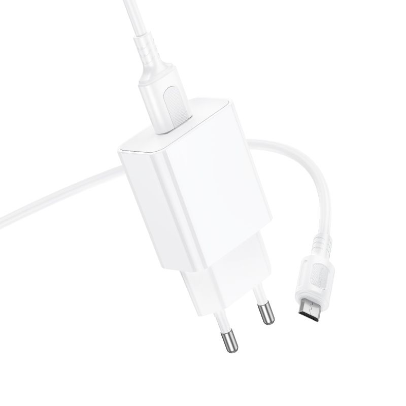 Мережевий зарядний пристрій BOROFONE BA110A Lemi single port charger set (Micro) (EU) White