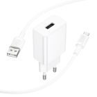 Мережевий зарядний пристрій BOROFONE BA110A Lemi single port charger set (Micro) (EU) White