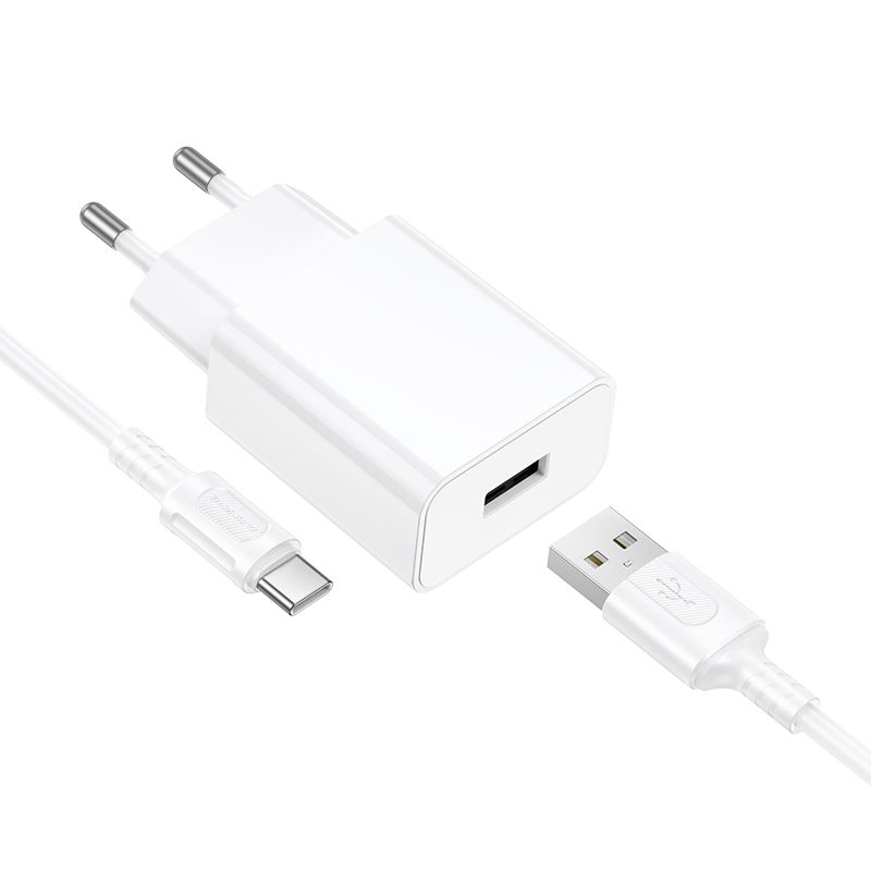 Мережевий зарядний пристрій BOROFONE BA110A Lemi single port charger set (Type-C) (EU) White