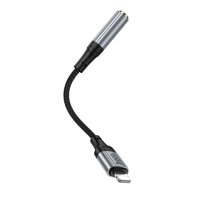 Аудiокабель HOCO LS36A iP to 3.5 female, nylon braid, 0.12m, Black