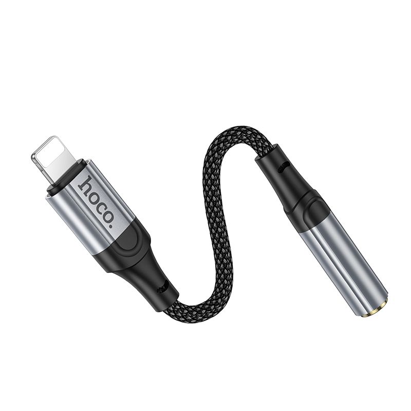 Аудiокабель HOCO LS36A iP to 3.5 female, nylon braid, 0.12m, Black