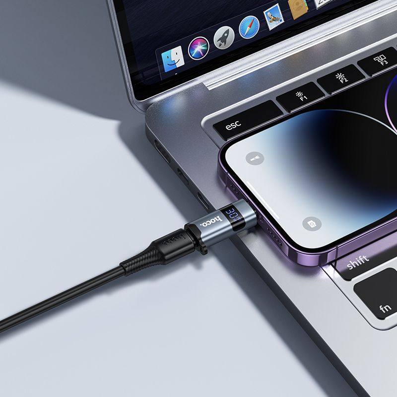 Перехідник HOCO UA36B C male to USB female OTG transparent adapter Black