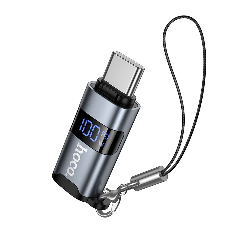 Перехідник HOCO UA36B C male to USB female OTG transparent adapter Black