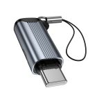 Перехідник HOCO UA36B C male to USB female OTG transparent adapter Black