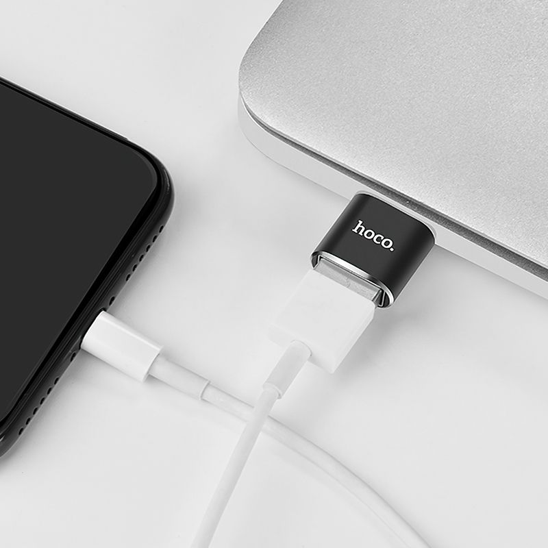 Перехідник HOCO UA36B C male to USB female OTG transparent adapter Black