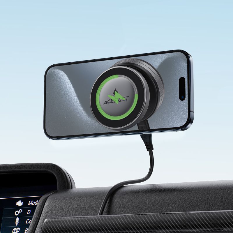Автотримач для телефона з БЗП ACEFAST E29 electric Suction cup magnetic wireless charging holder Metal Gray