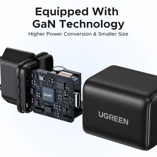Мережевий зарядний пристрій з кабелем UGREEN X517 25W USB-C GaN Fast Charger Set EU+1M CC Cable black