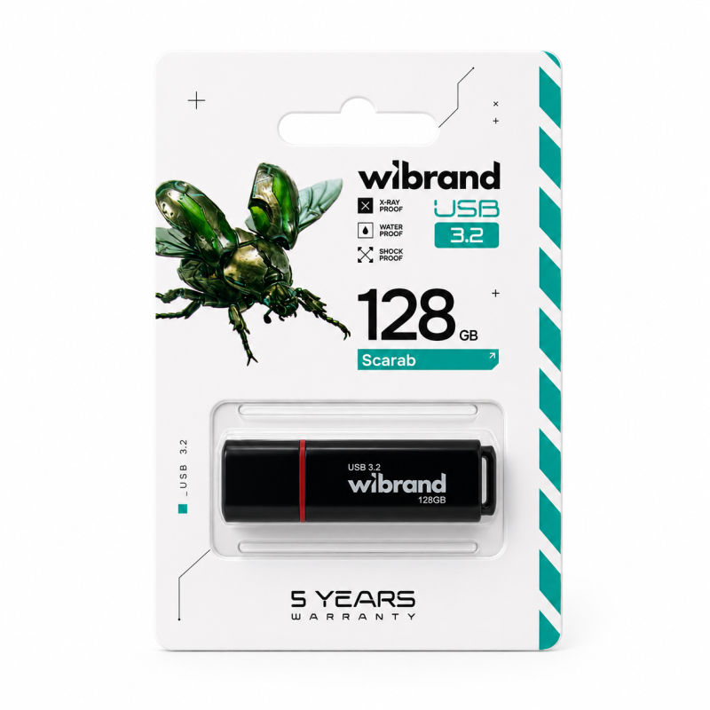 Флеш-накопичувач Wibrand USB 3.2 Gen1 Scarab 128GB Black