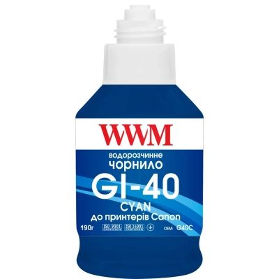 Чорнило WWM Canon GI-40 для G5040/G6040 190г Cyan (KeyLock) (G40C)
