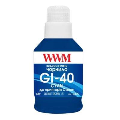 Чорнило WWM Canon GI-40 для G5040/G6040 190г Cyan (KeyLock) (G40C)