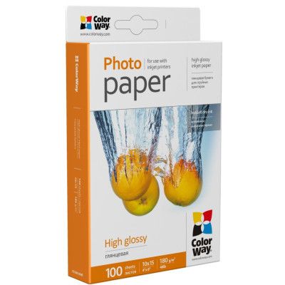 Фотопапір ColorWay 10x15 180г glossy, 100с (PG1801004R)