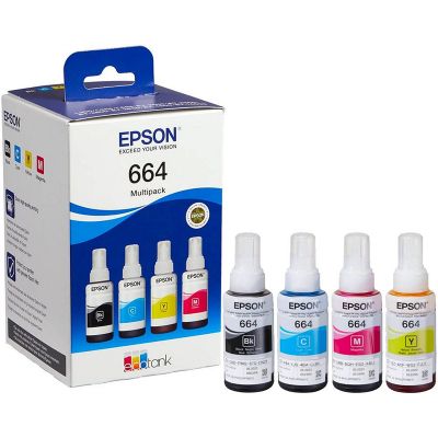 Контейнер з чорнилом Epson 664 комплект B/C/M/Y (по70мл) L100/L200 (C13T66464A)