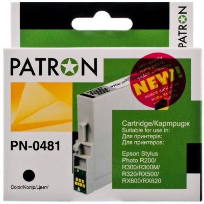 Картридж Patron для EPSON R200/300 BLACK (PN-0481) (CI-EPS-T048140-B-PN)
